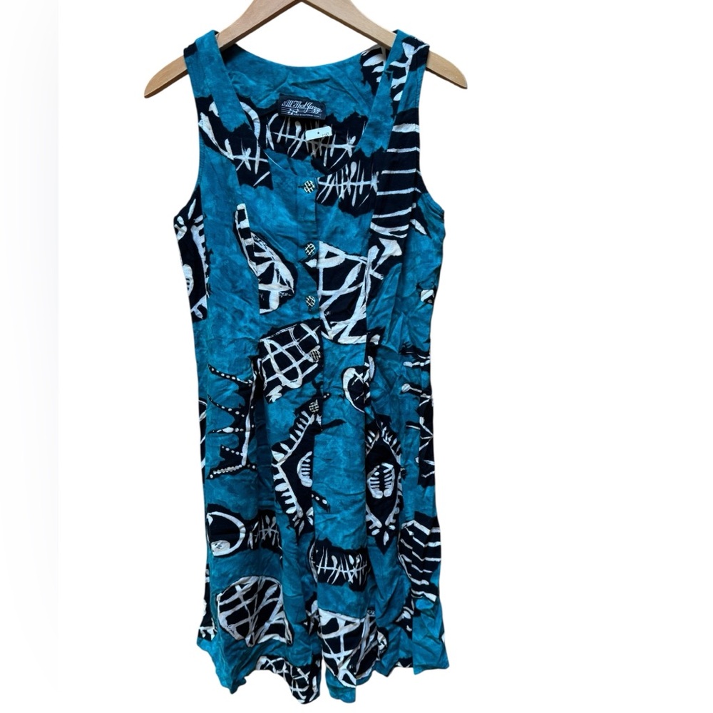 1980s All That‎ Jazz Abstract, Cotton Blend, Front Half Button Closure Romper